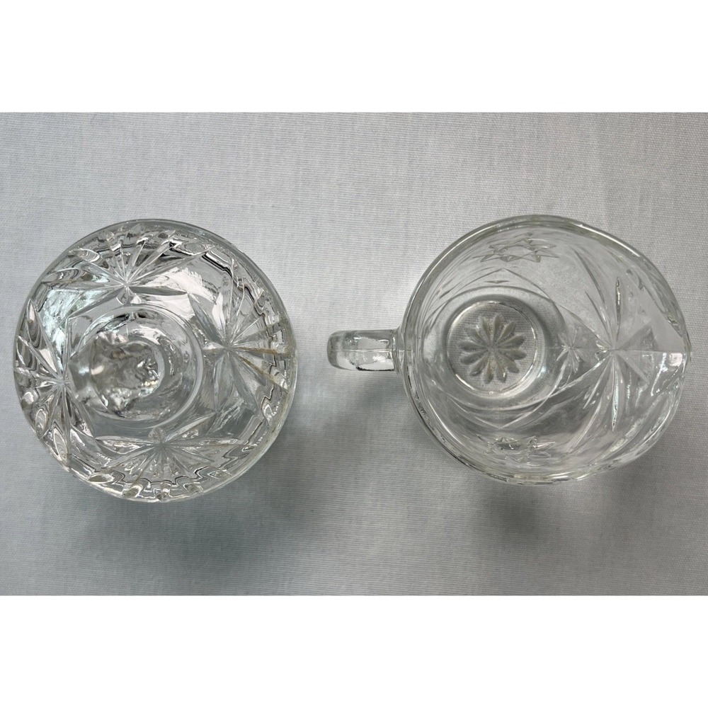 Anchor Hocking Prescut Clear Star of David Covered Sugar Bowl and Creamer Set - Picture 2 of 14
